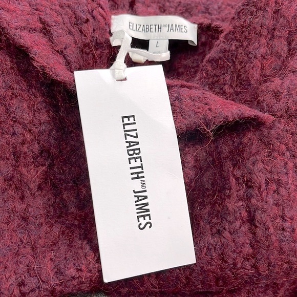 Elizabeth and James Waffle Hoodie Sweater, Burgundy, Large - Picture 11 of 12
